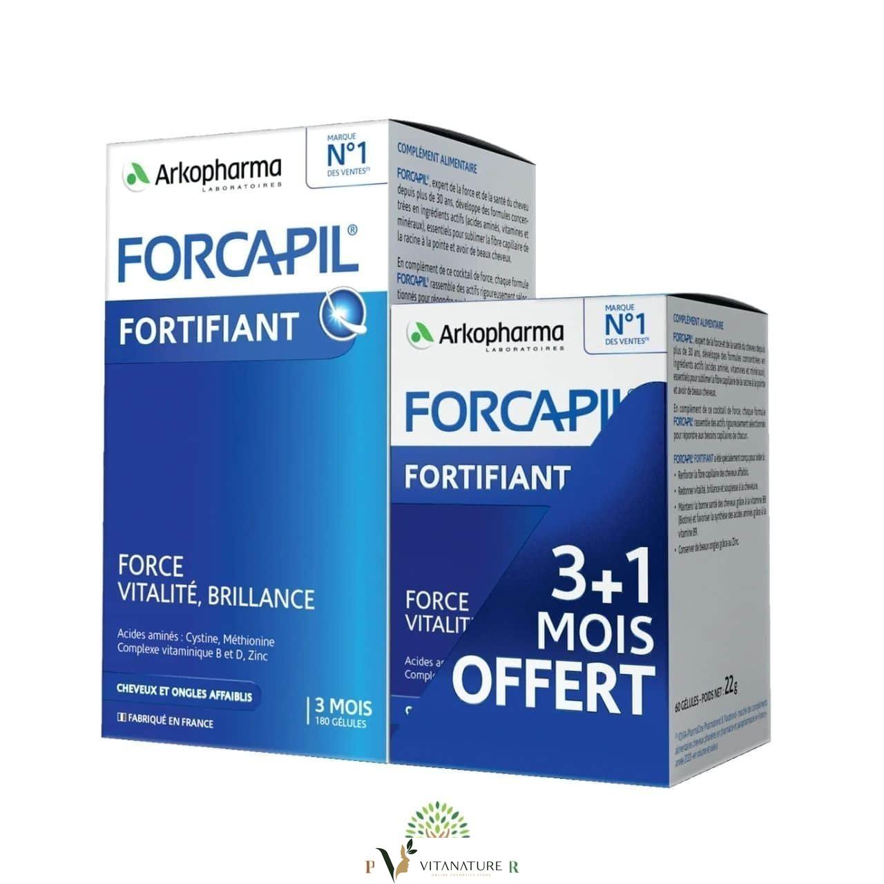 Forcapil® Fortifiant, Cheveux et Ongles – Lot 3 mois + 1 mois offert