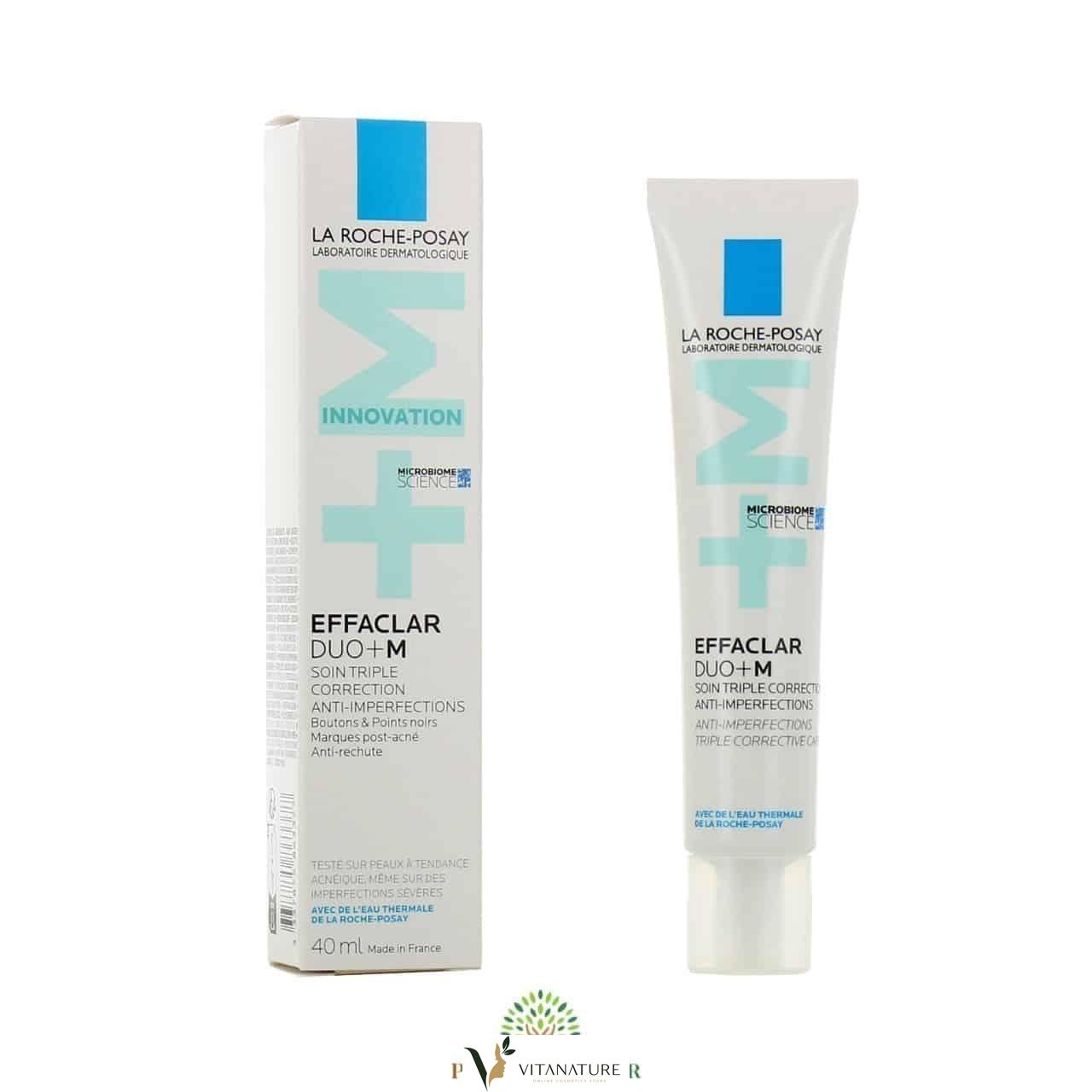 EFFACLAR DUO+M – Soin Triple Correction Anti-Imperfections, Boutons & Points noirs, 40ml