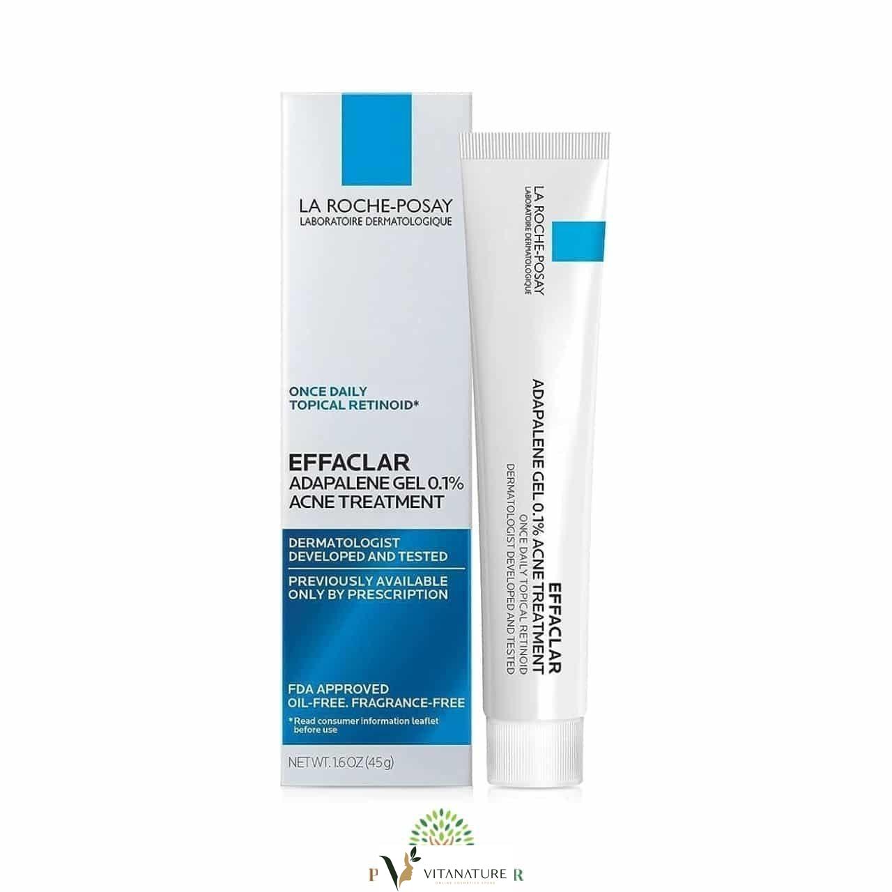 Gel d’adapalène effaclar de La Roche-Posay Traitement de l’acné à 0,1%, crème rétinoïde topique
